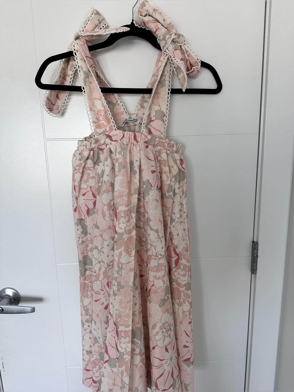 CHLOÉ AND AMÉLIE Girls' Linen Floral Tie-Strap Sundress